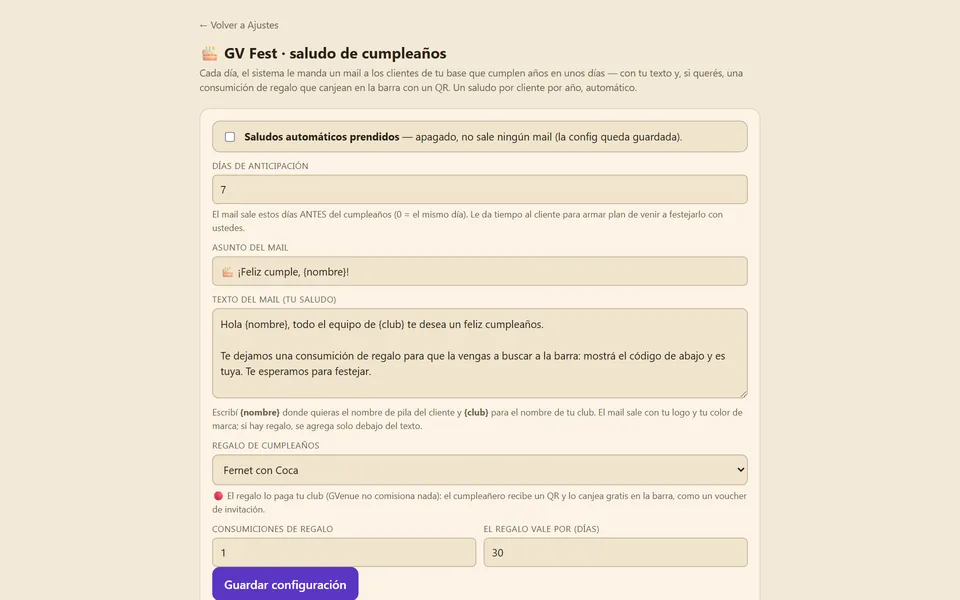 El saludo de cumpleaños automático, con tu texto y tu regalo