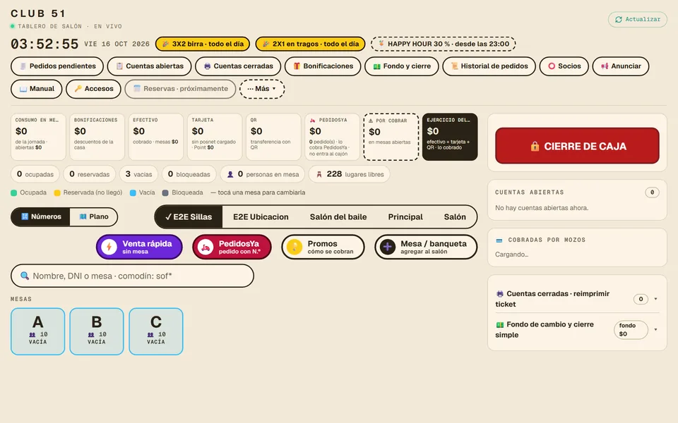 El tablero de la caja: cuentas, promos y cierre